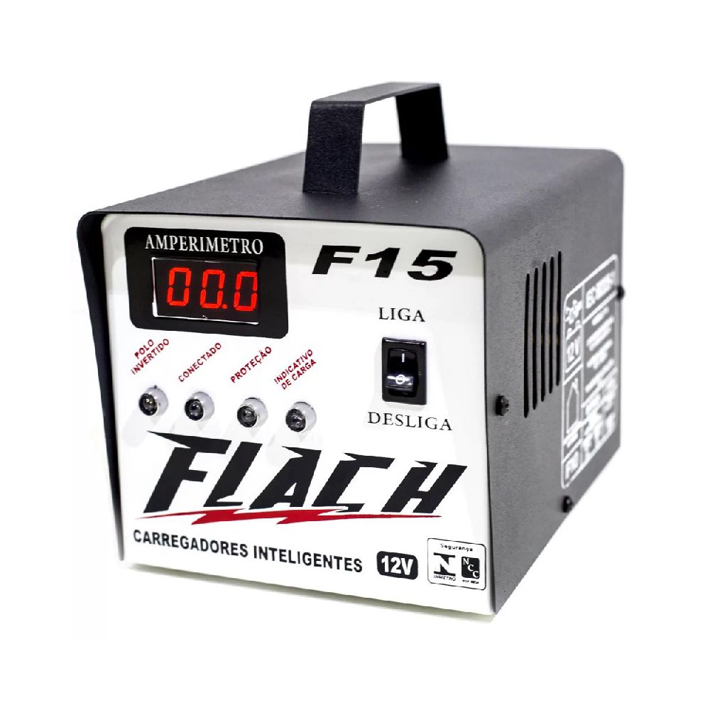 Carregador Inteligente de Bateria 15A-12V Bivolt F15 - Flach - Ritec Máquinas e Ferramentas