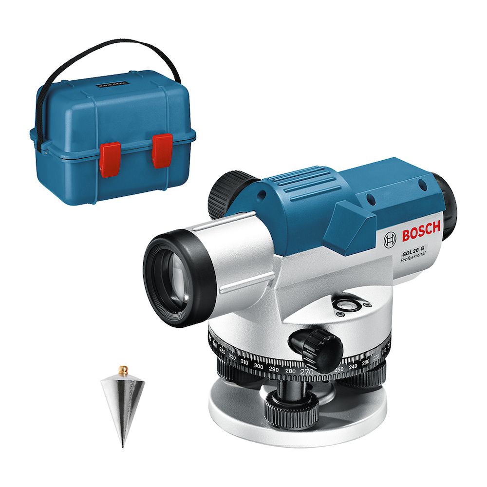 Nivel à laser óptico Bosch GOL 26 D, zoom de 26x, em maleta - Ritec Máquinas e Ferramentas