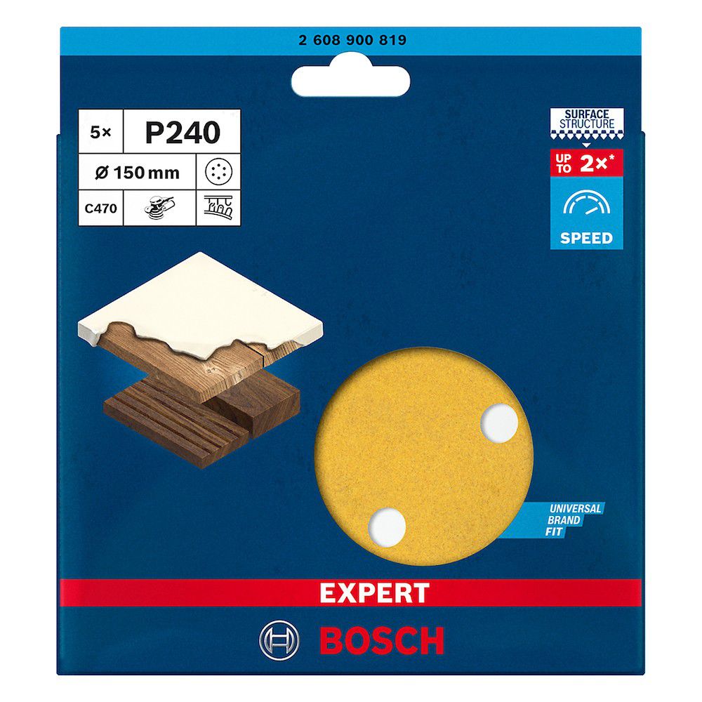 Disco de Lixa Bosch EXPERT C470 150mm G240, 5 peças - Ritec Máquinas e Ferramentas