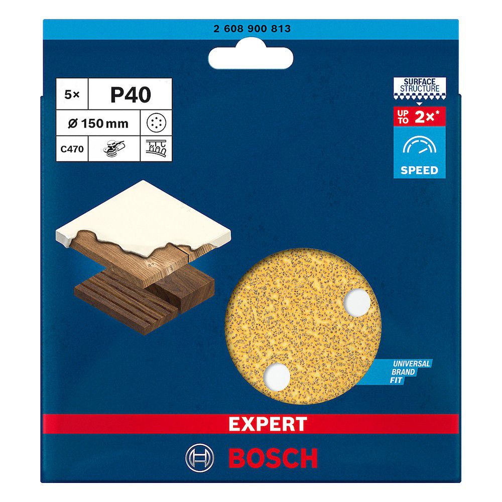 Disco de Lixa Bosch EXPERT C470 150mm G40, 5 peças