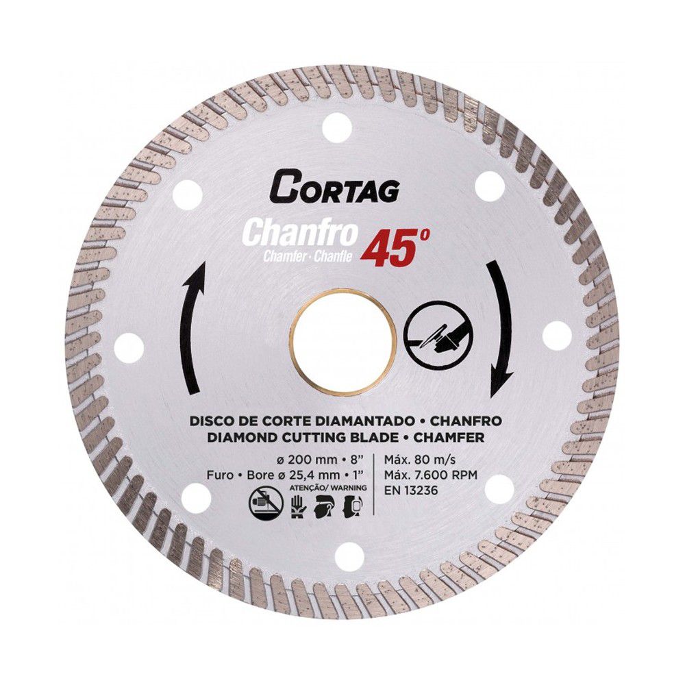 Disco Diamantado Chanfro 45º 200x25,4mm 61681 - Cortag - Ritec Máquinas e Ferramentas
