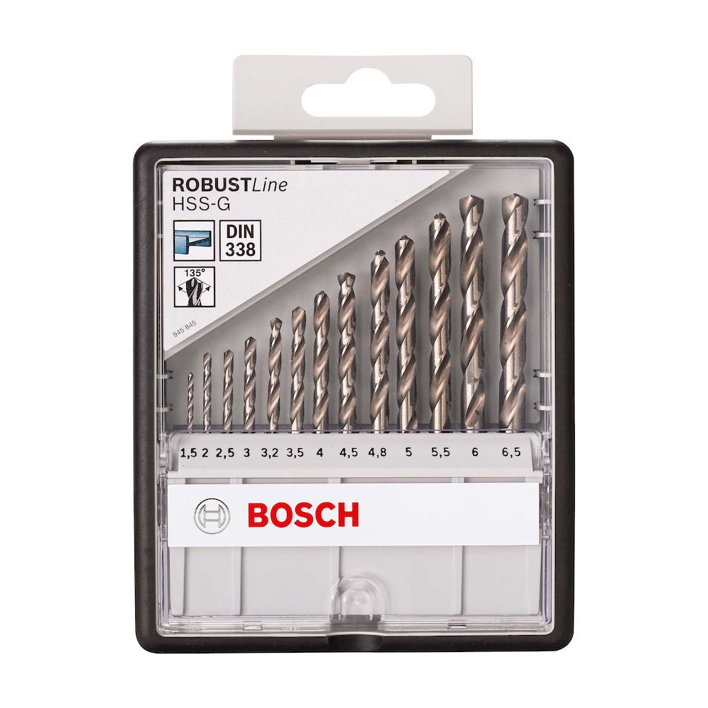 Jogo broca metal Bosch HSS-G Robust Line 1,5-6,5mm 13 peças - Ritec Máquinas e Ferramentas