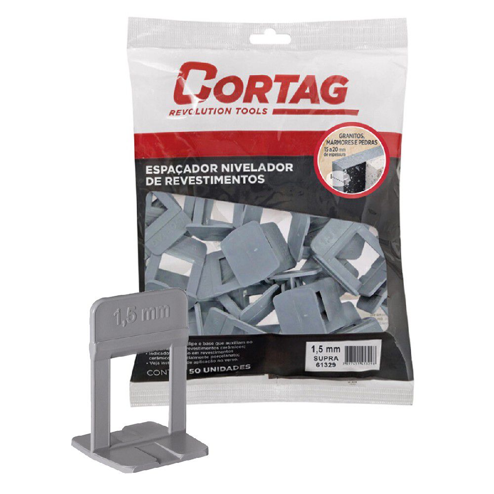 Espaçador Nivelador SUPRA 1,5mm C/ 50 Pçs (61329) - Cortag - Ritec Máquinas e Ferramentas