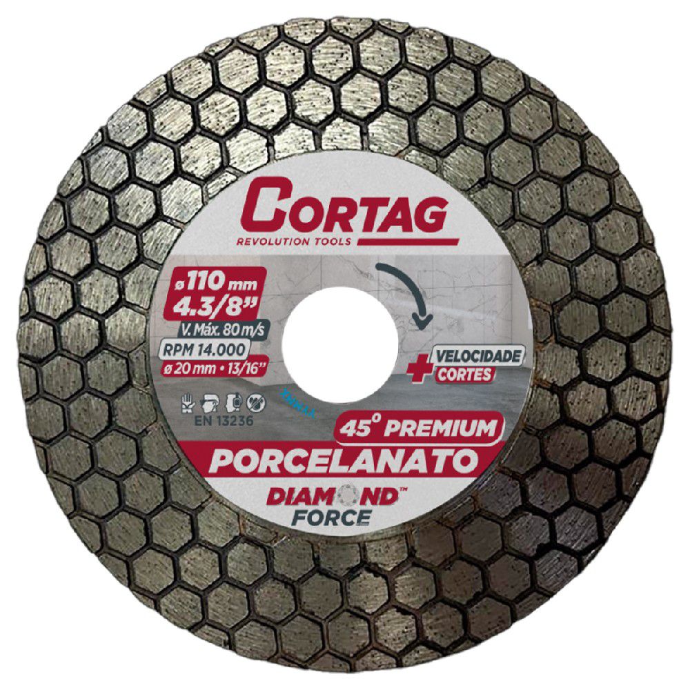 Disco Diamantado Para Chanfro 45° Premium 110mm (62794) - Cortag 