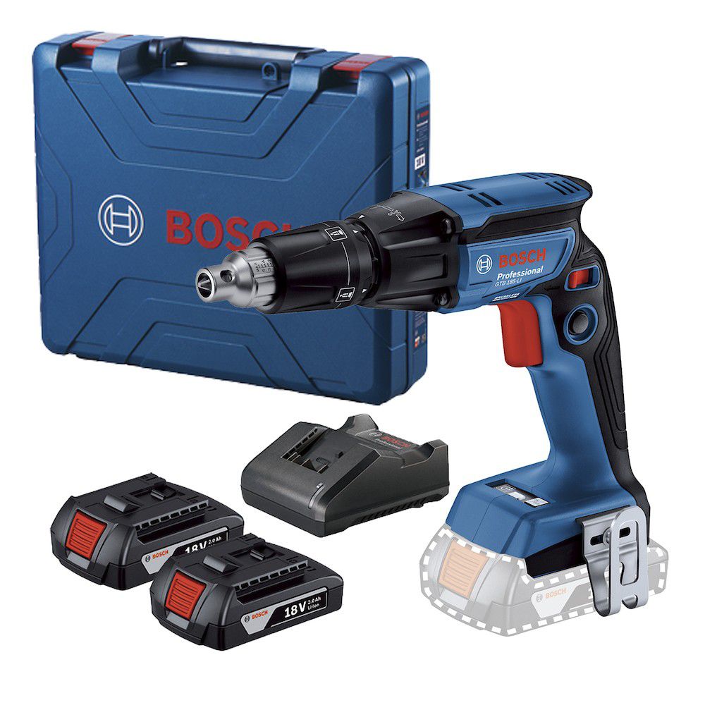 Parafusadeira para Drywall Bosch GTB 185-LI, 18V, 2 baterias e maleta - Ritec Máquinas e Ferramentas