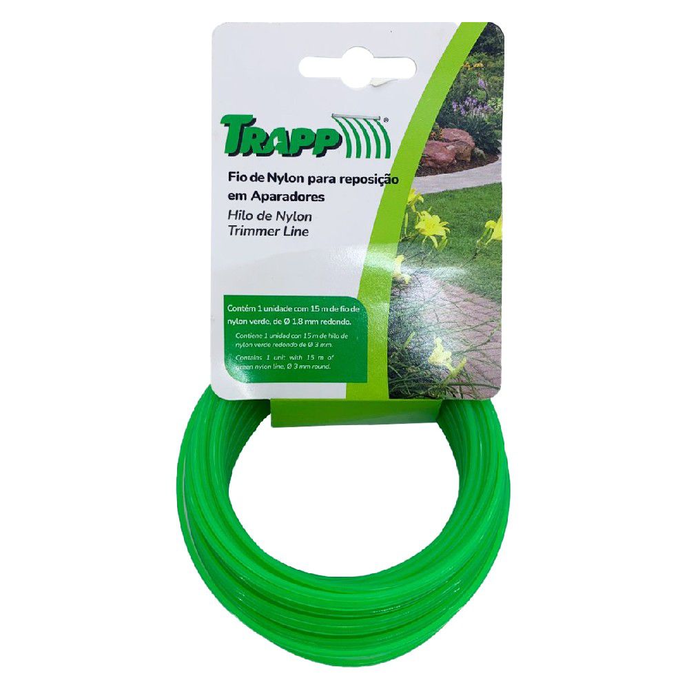 Fio De Nylon Para Aparador 15m x 1,8mm Verde (3910010) - Trapp - Ritec Máquinas e Ferramentas