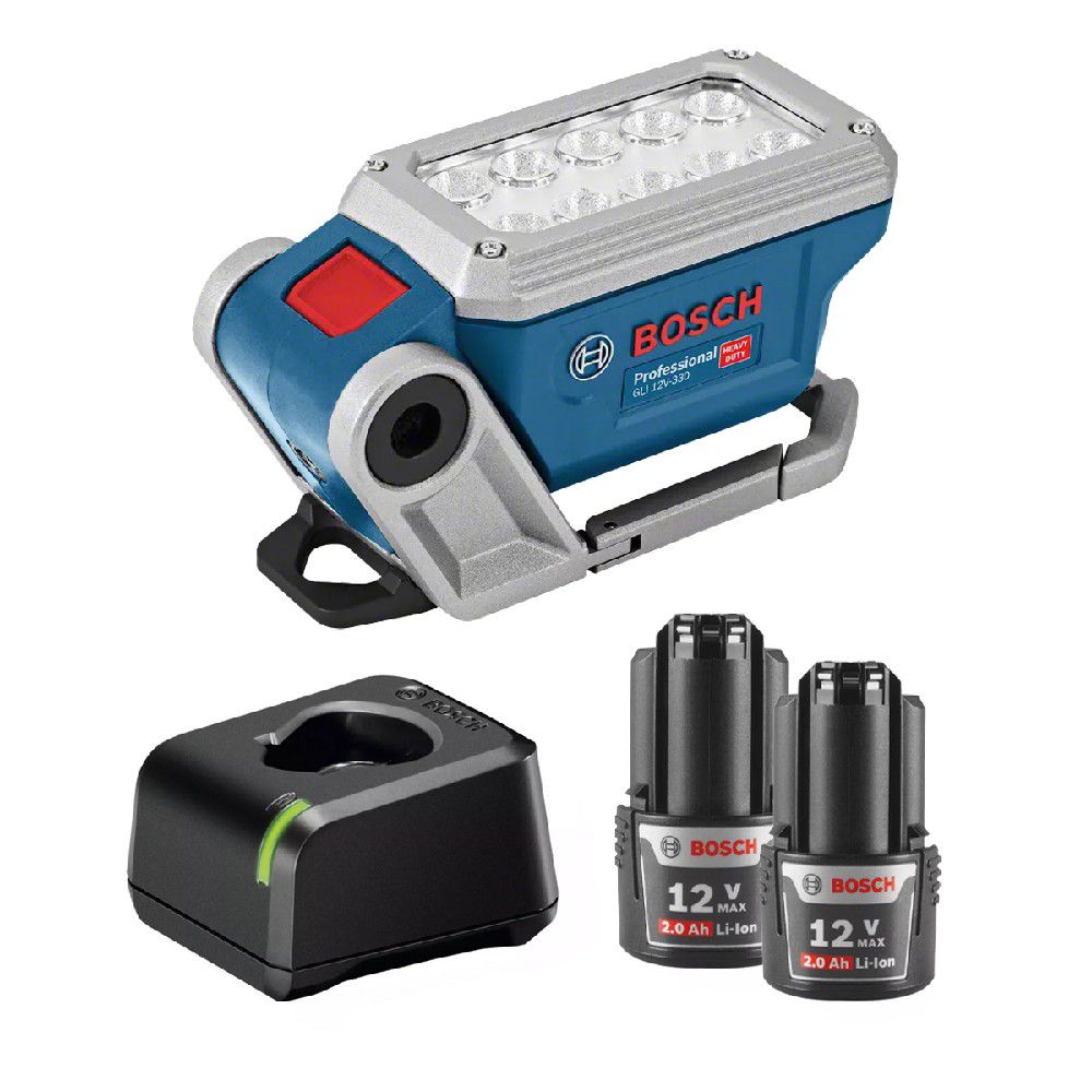 Lanterna 12v Com Carregador e 2 Baterias (GLI 12v-330) - Bosch - Ritec Máquinas e Ferramentas