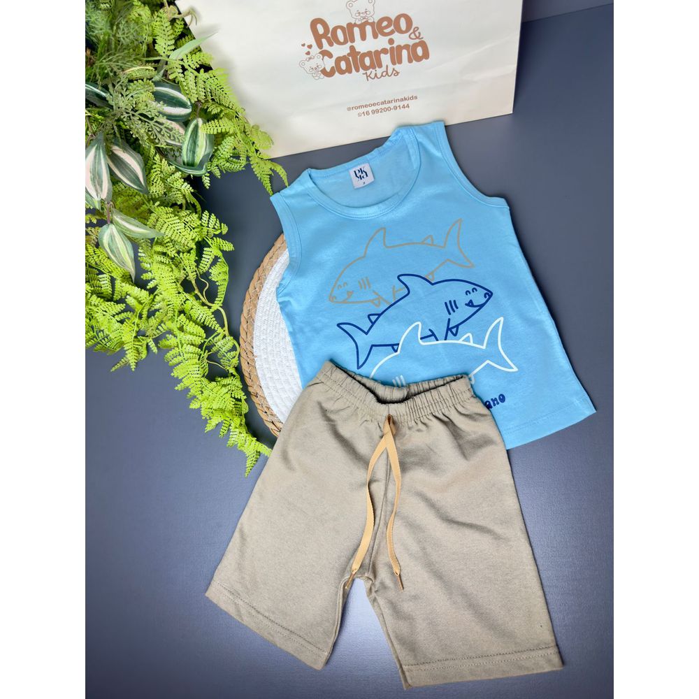 conjunto infantil menino regata azul - ROMEO & CATARINA KIDS