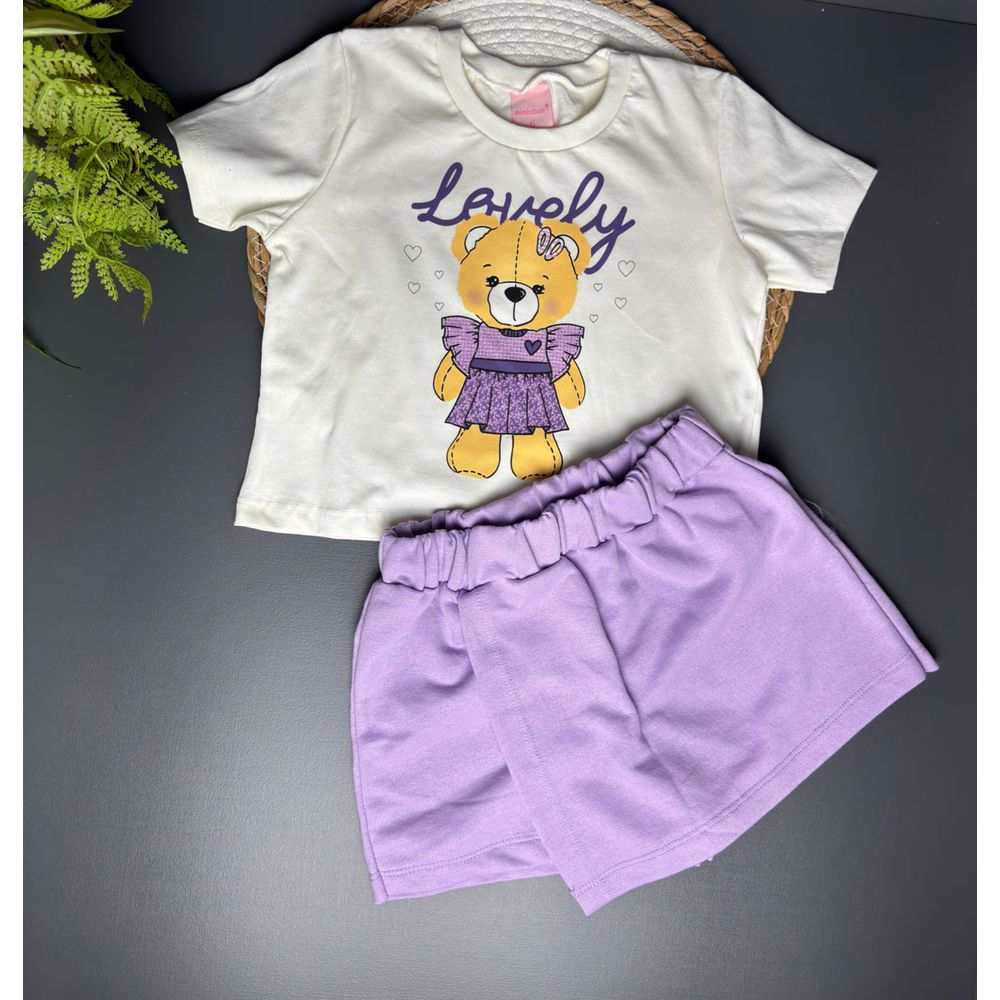 Conjunto infantil menina com short saia - ROMEO & CATARINA KIDS