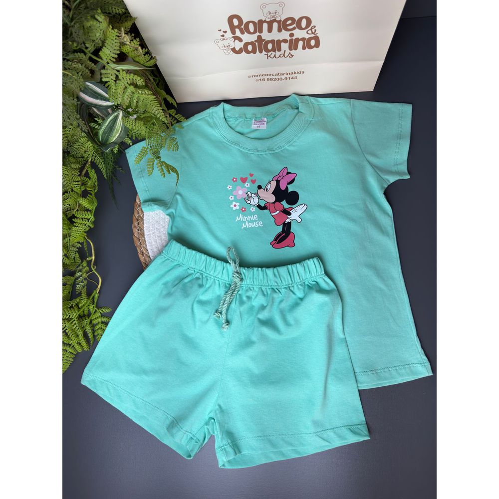 Conjunto infantil menina minnie verde água - ROMEO & CATARINA KIDS