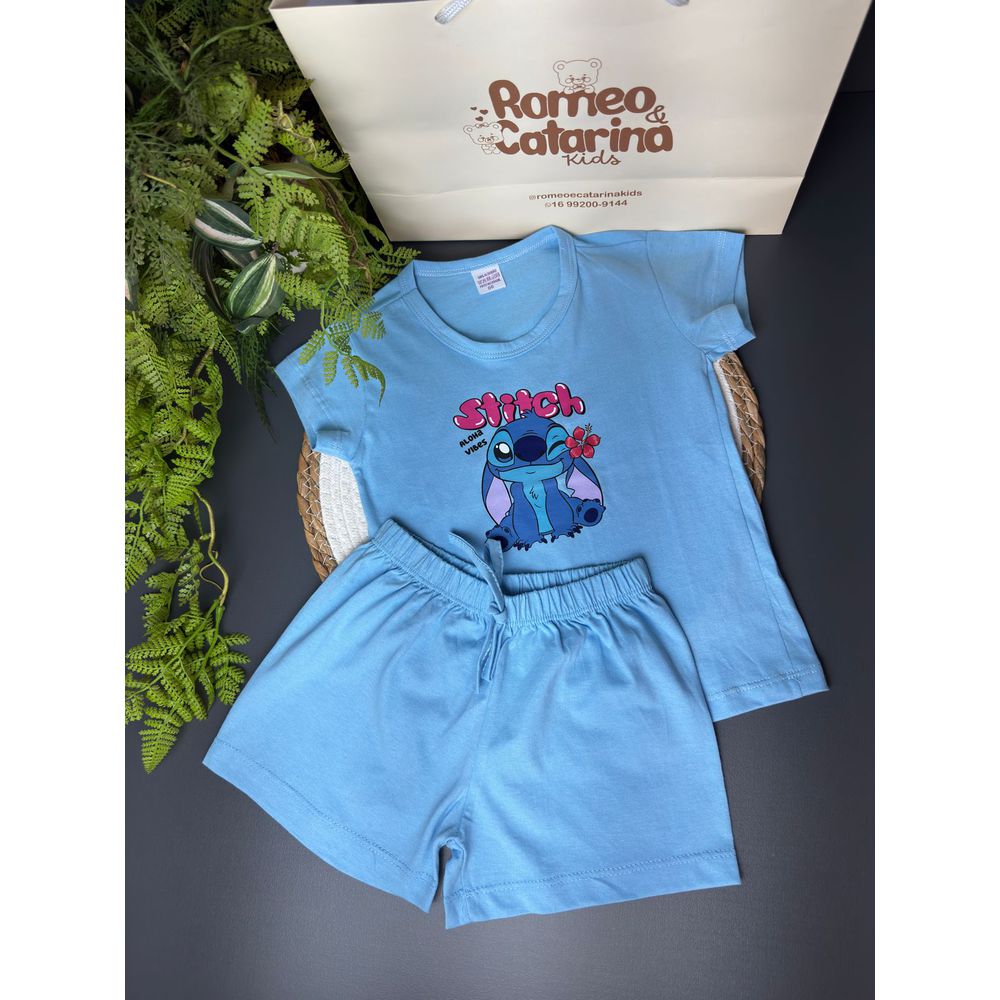 Conjunto infantil menina Stitch azul claro - ROMEO & CATARINA KIDS