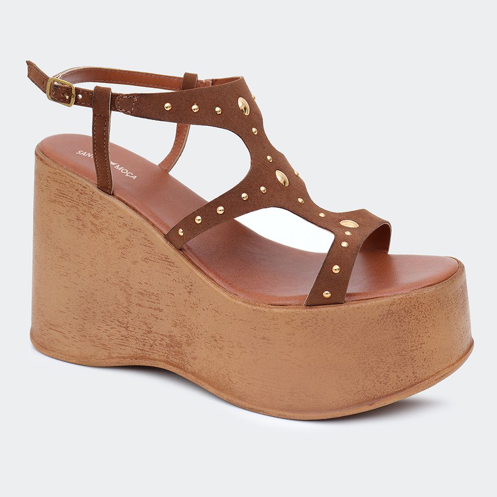 Sandália Flatform Yara Camel Santa Moça - SANTA MOCA