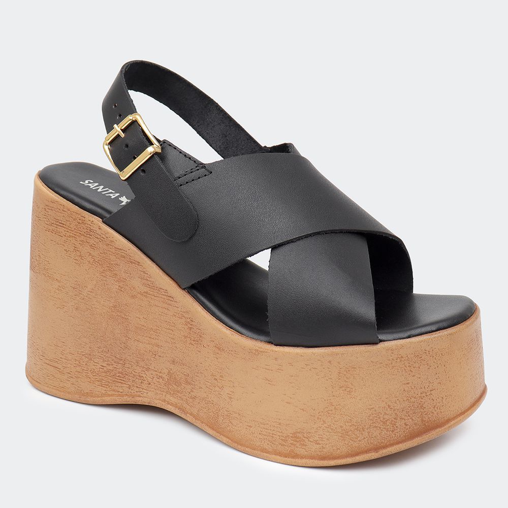 Sandália Flatform Amélia Preta Santa Moça - SANTA MOCA