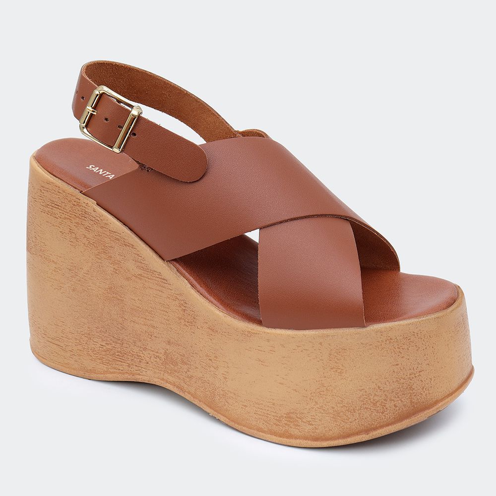 Sandália Flatform Amélia Camel Santa Moça - SANTA MOCA