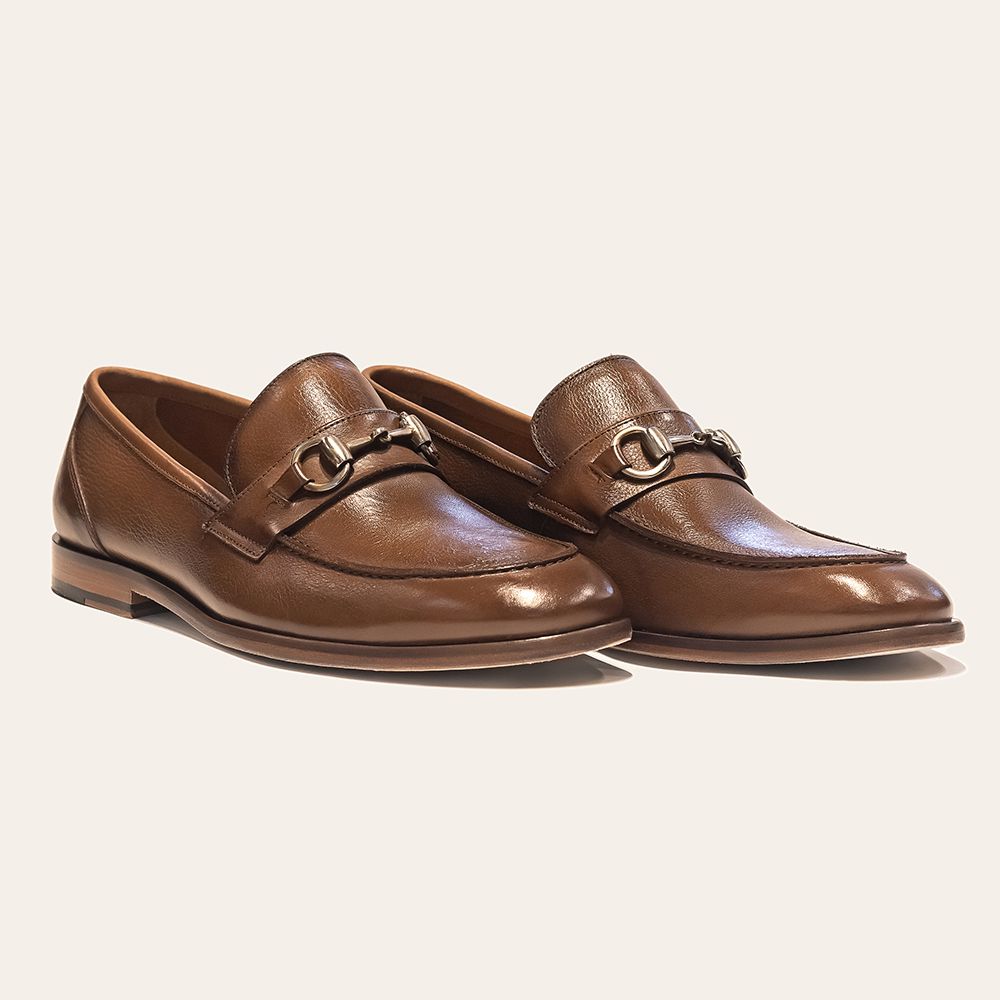 Sapato Casual Loafer Com Bridão Na Gravata Whisky - Sapataria Cometa