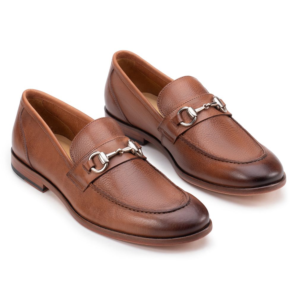 Sapato Casual Loafer Com Bridão Na Gravata Whisky - Sapataria Cometa