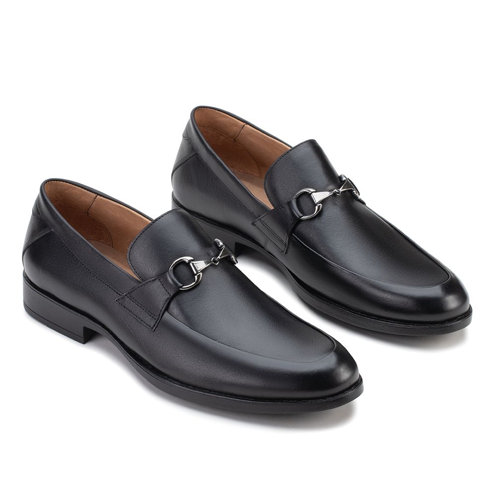 Sapato Social Loafer Com Bridão Preto