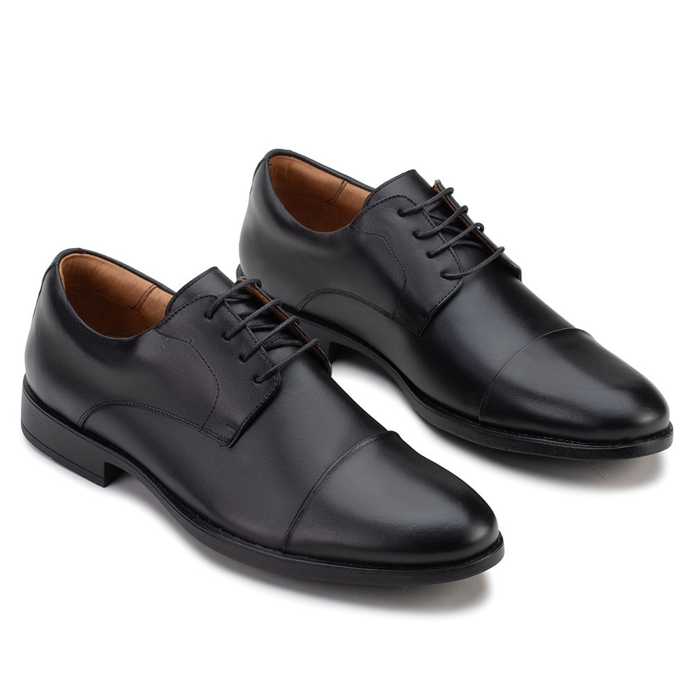 Sapato Social Derby De Amarrar Preto 