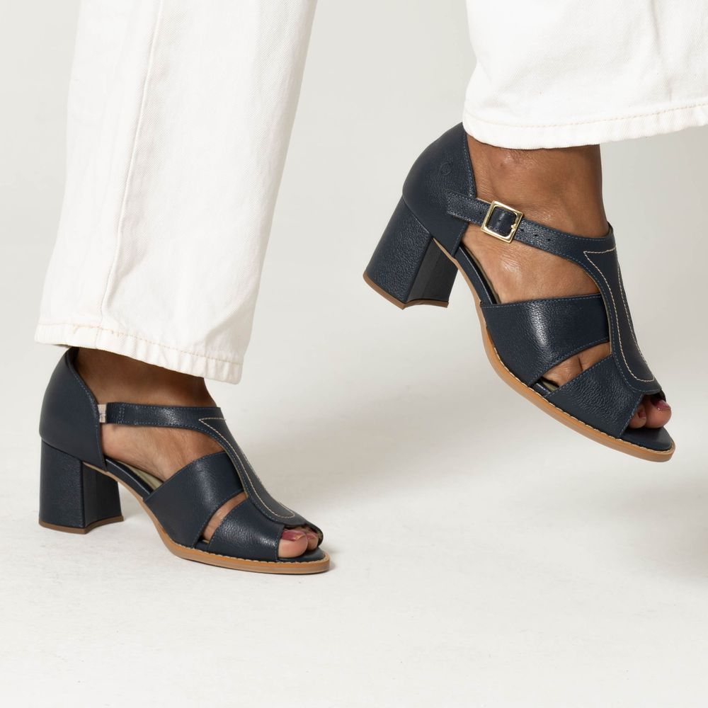 Sandália Peep Toe - Azul Marinho - ELO