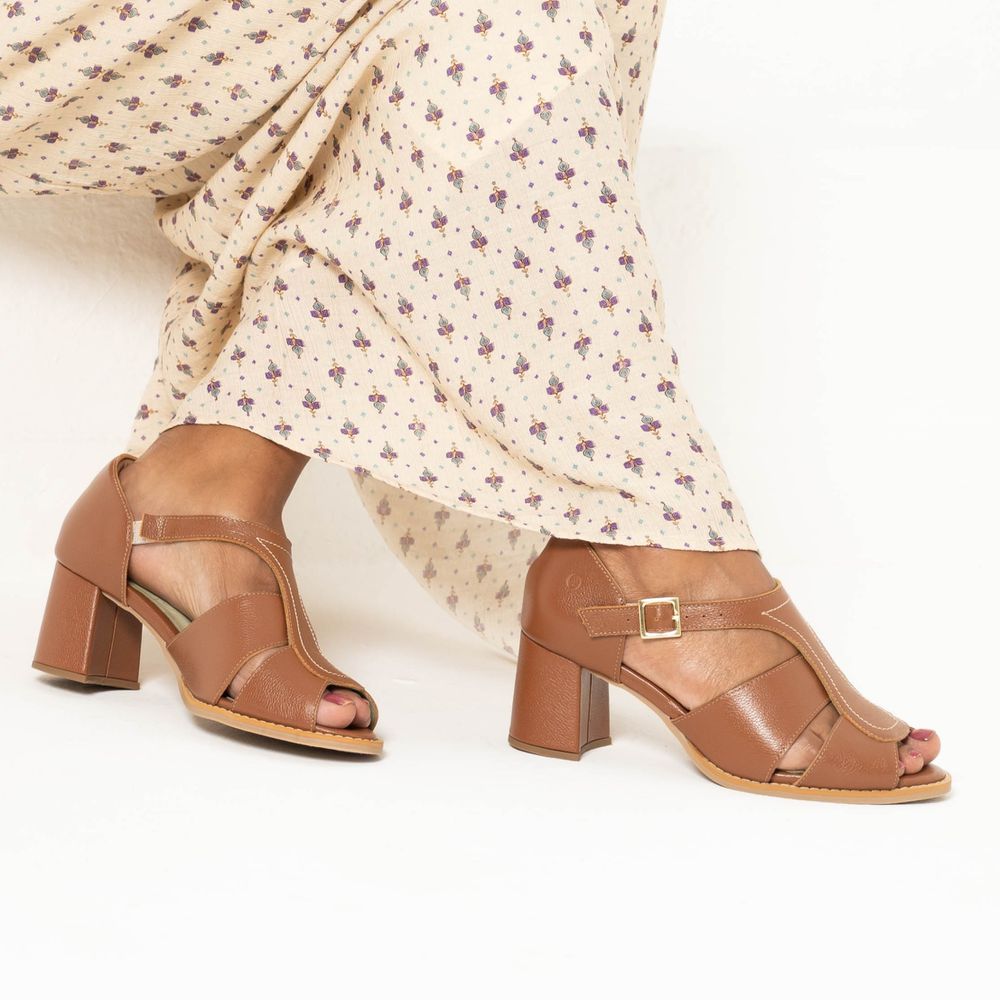 Sandália Peep Toe - Chocolate - ELO