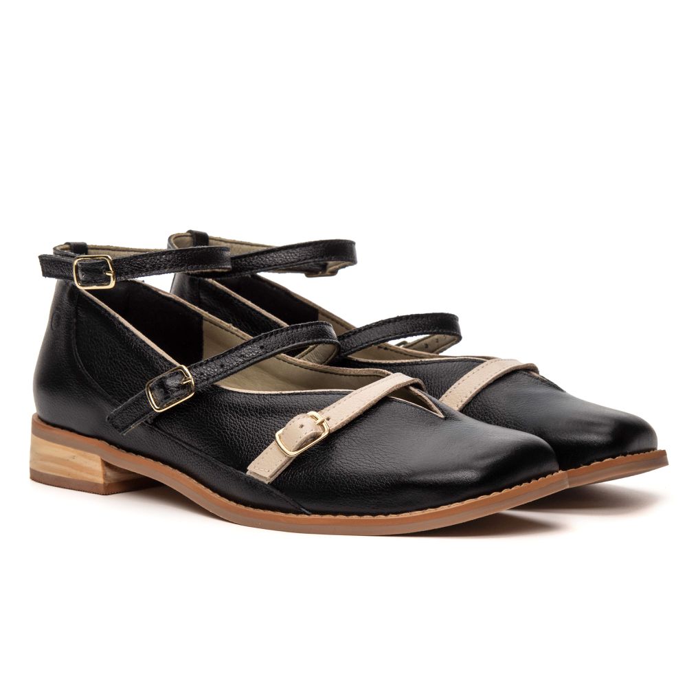 Sapato RetrÔ - Preto E Off White - CONECTAR 