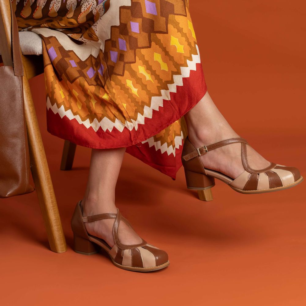 Sapato Boneca - RESPIRO - Chocolate E Nude - 2075.7