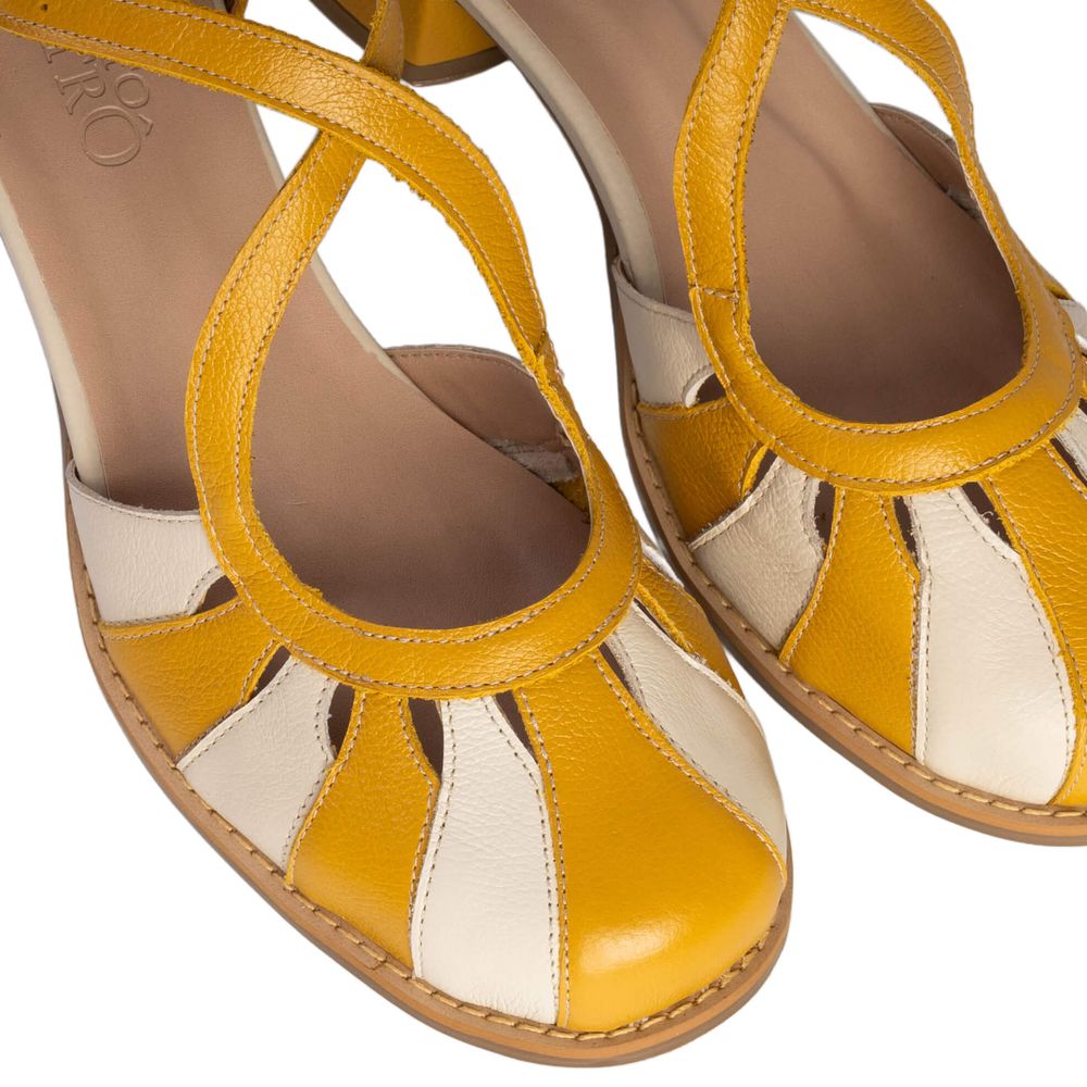 Sapato Boneca - RESPIRO - Mostarda E Off White - 2075.7 