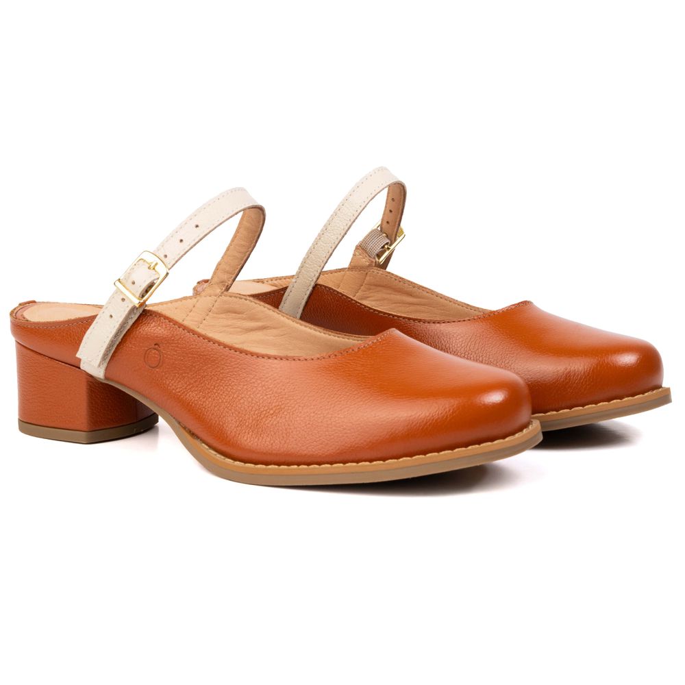 Mule RetrÔ - Telha e Off White - SERENA