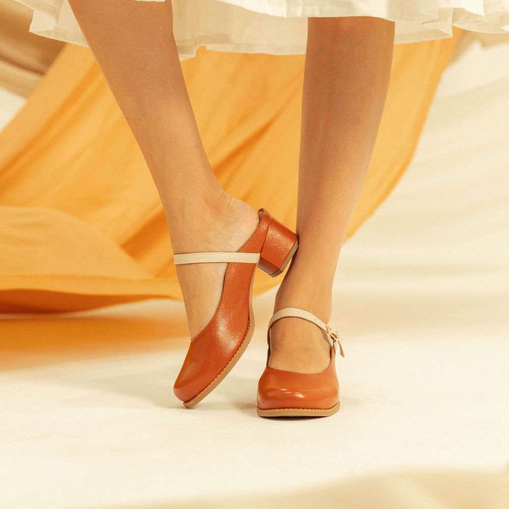 Mule RetrÔ - Telha e Off White - SERENA