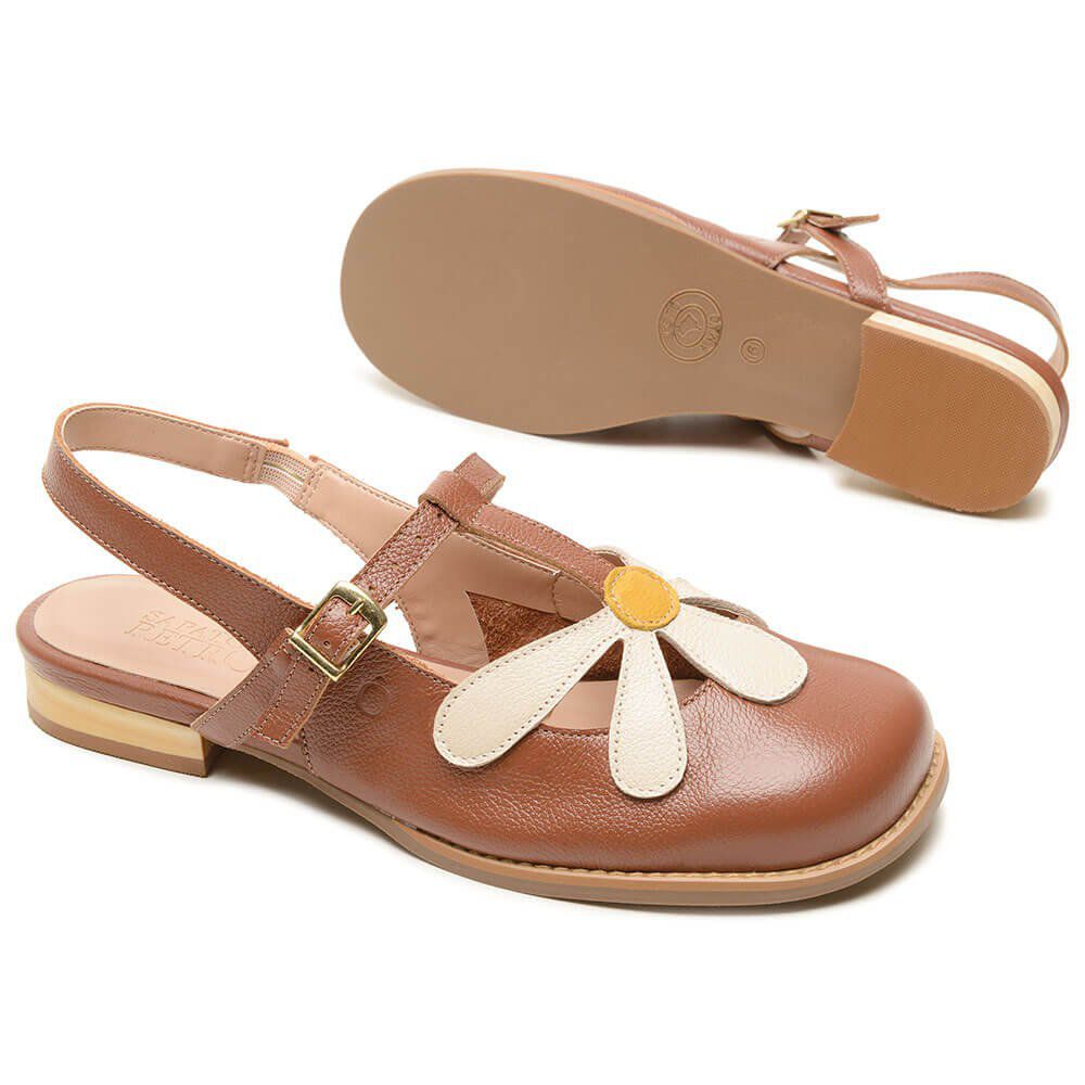 Sapatilha RetrÔ - Chocolate, Off White e Mostarda - JARDIM