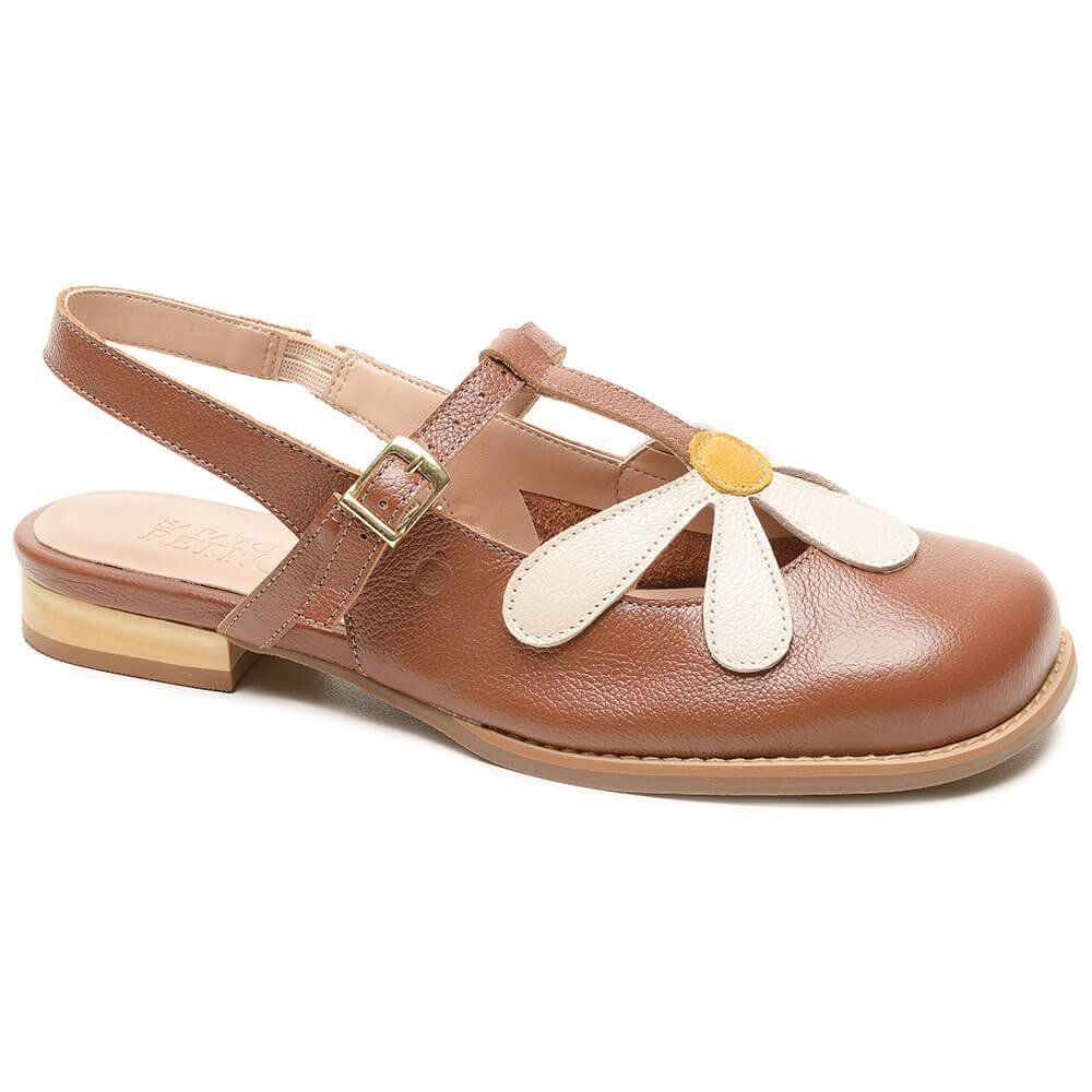 Sapatilha RetrÔ - Chocolate, Off White e Mostarda - JARDIM