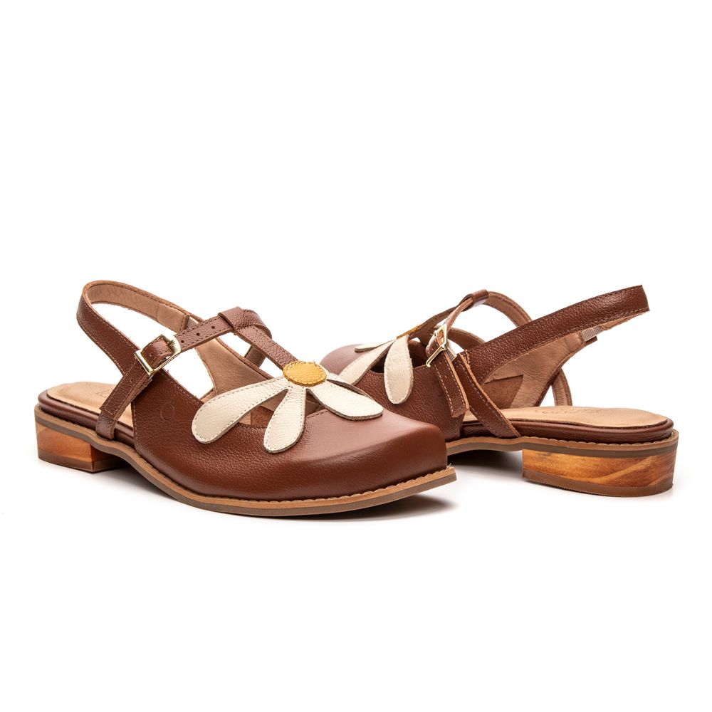 Sapatilha RetrÔ - Chocolate, Off White e Mostarda - JARDIM