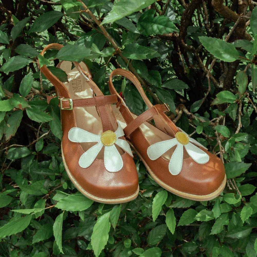 Sapatilha RetrÔ - Chocolate, Off White e Mostarda - JARDIM