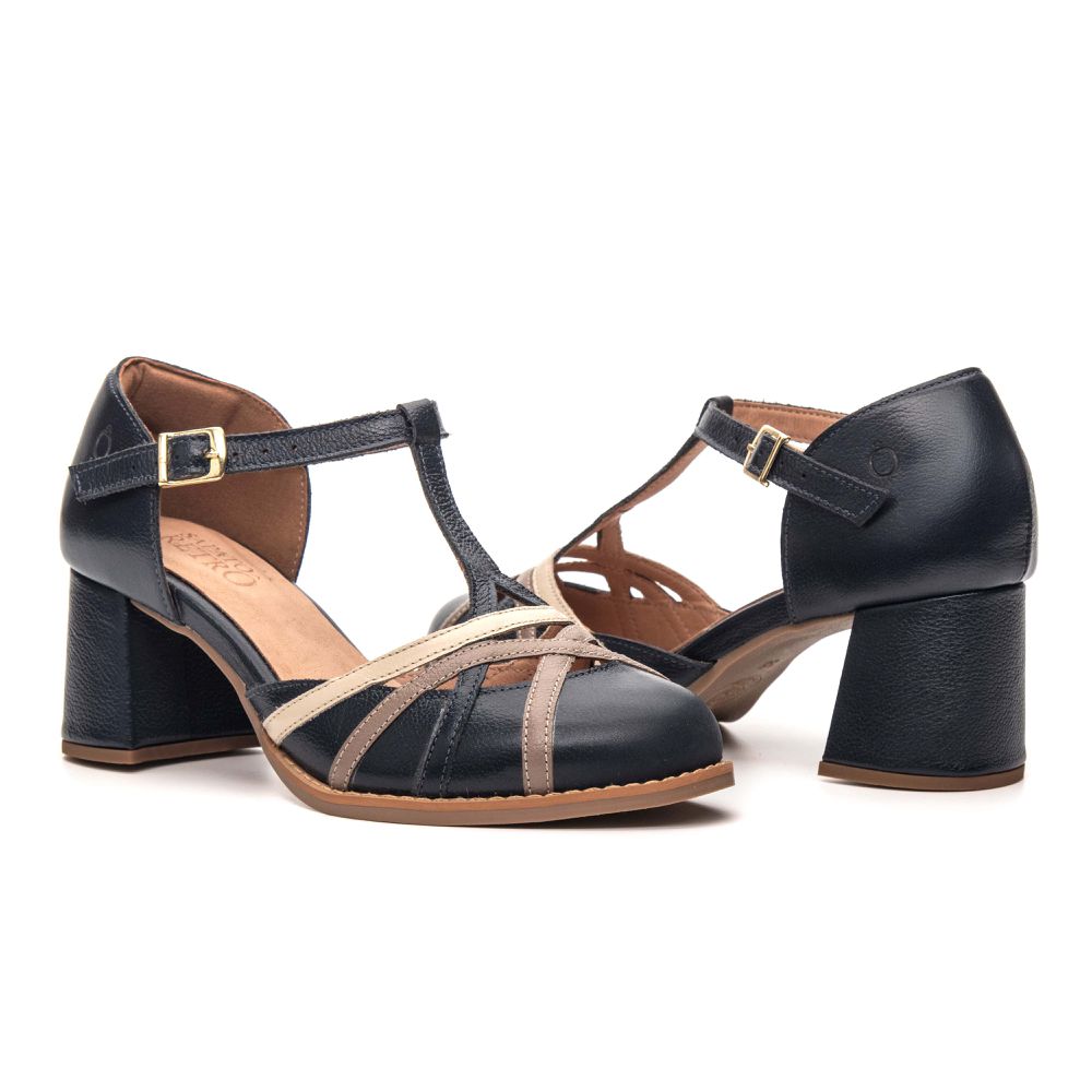 Sapato Boneca RetrÔ - Marinho, Fendi e Off White - LEVEZA