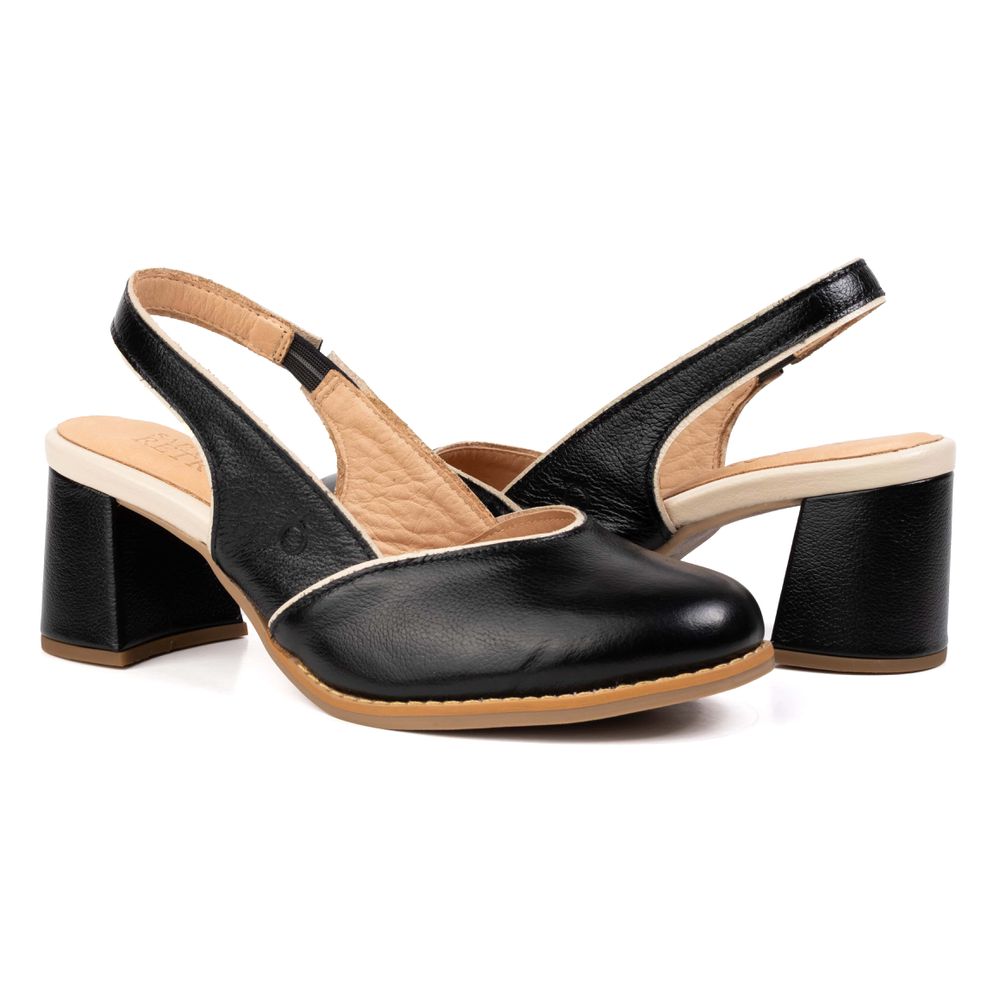 Sapato Boneca RetrÔ - Preto e Off White - ALÉM