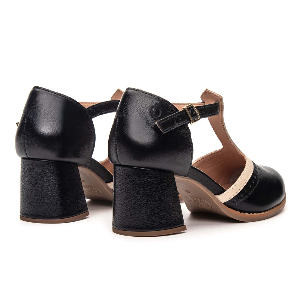Sapato Boneca RetrÔ - Preto e Off White - CAMINHO
