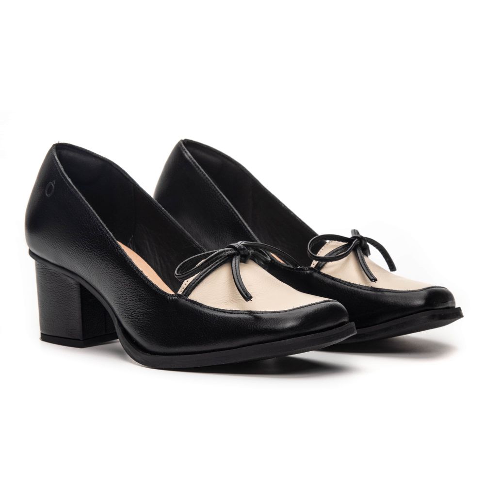 Sapato Boneca RetrÔ - Preto e Off White - INSPIRE