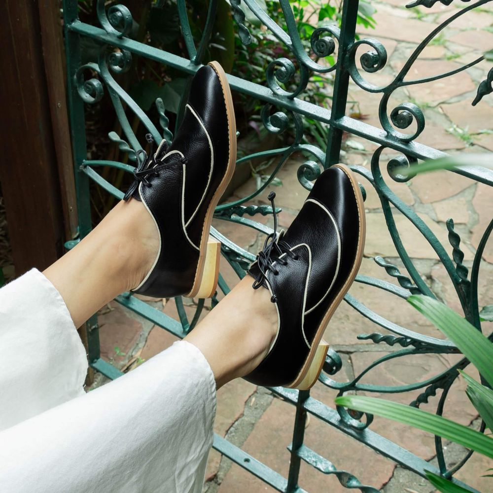 Sapato Oxford - Preto e Off White - HÍSTORIA