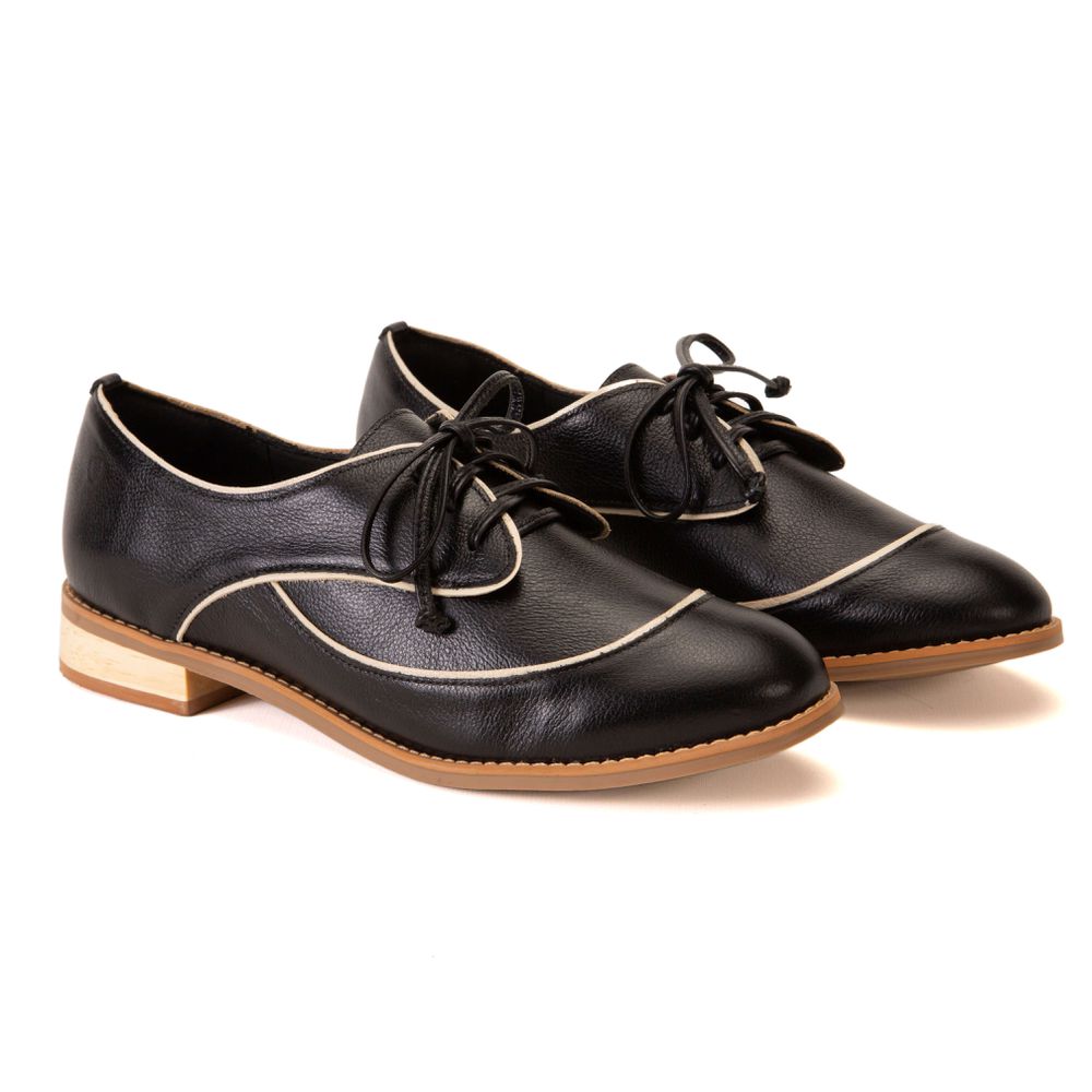 Sapato Oxford - Preto e Off White - HÍSTORIA