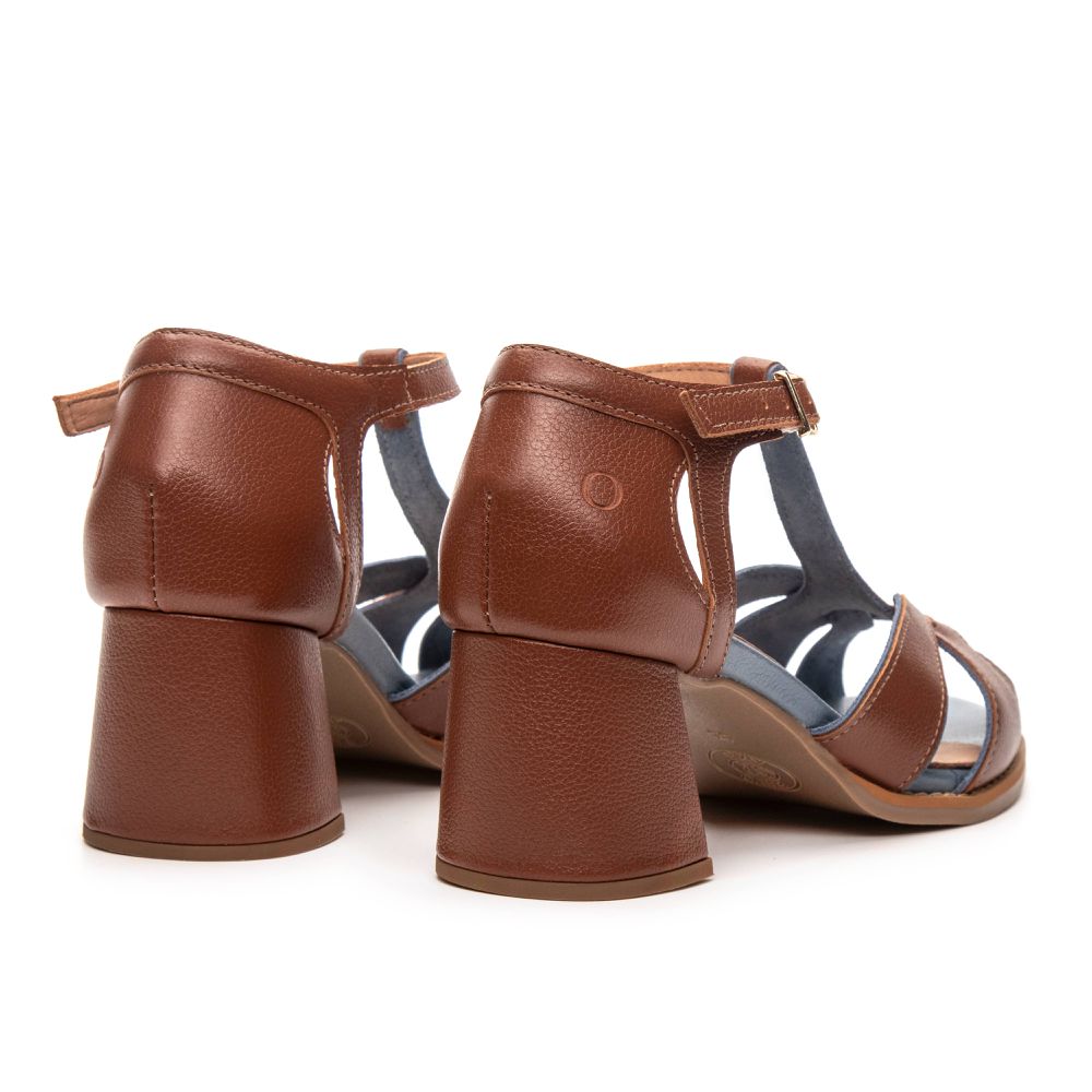 Peep Toe RetrÔ - Chocolate e Azul Hortência - ESSÊNCIA