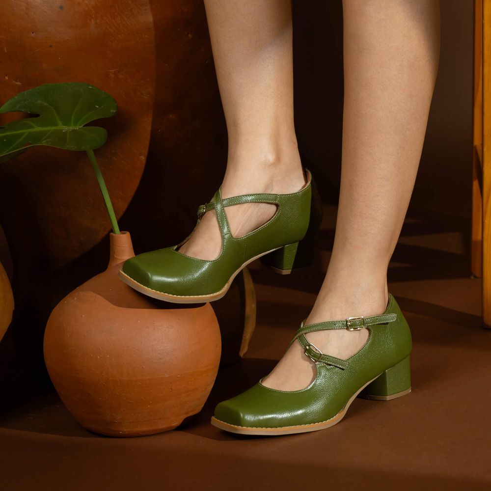 Sapato Boneca RetrÔ - Verde Cacto - MOMENTO