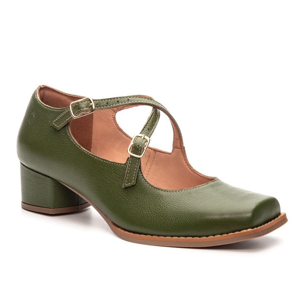 Sapato Boneca RetrÔ - Verde Cacto - MOMENTO