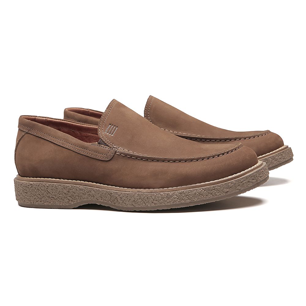 SAPATO MOCASSIM MASCULINO CASUAL EM COURO MARROM