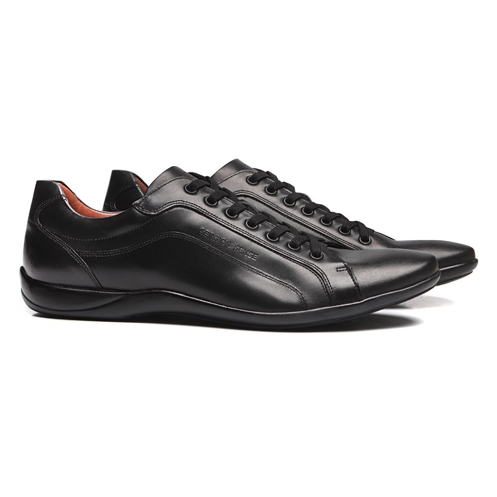 SAPATÊNIS MASCULINO CASUAL EM COURO PRETO COM CONFORTO