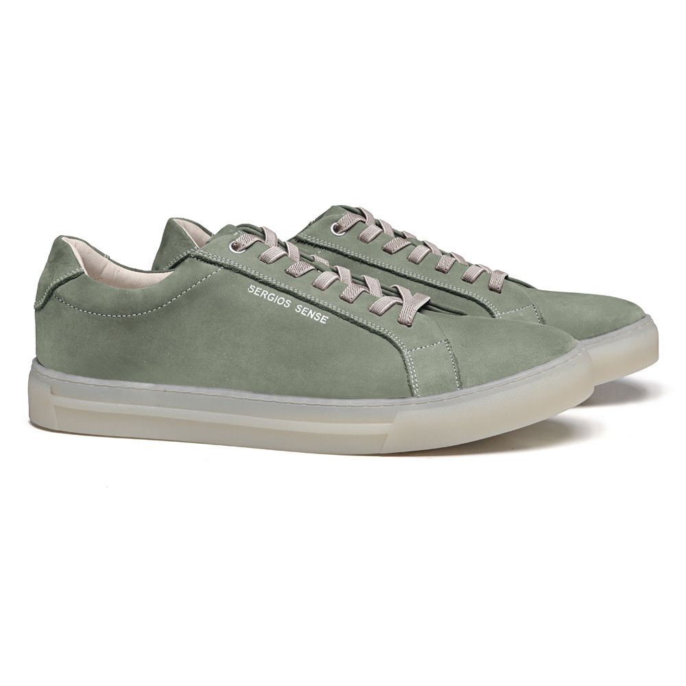 TÊNIS MASCULINO CASUAL EM COURO VERDE COM CONFORTO