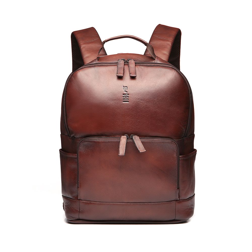Mochila para Notebook em Couro Conhaque