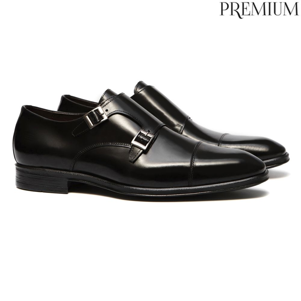 SAPATO MONK STRAP MASCULINO SOCIAL EM COURO PRETO