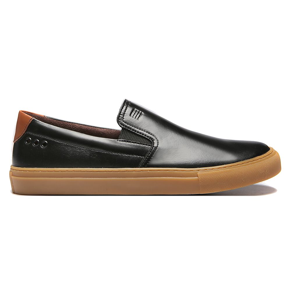 SLIP ON MASCULINO CASUAL EM COURO PRETO SERGIO S