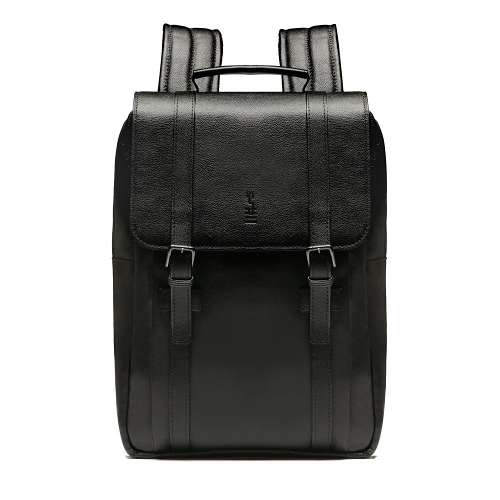 MOCHILA PORTA NOTEBOOK MASCULINA EM COURO PRETO 