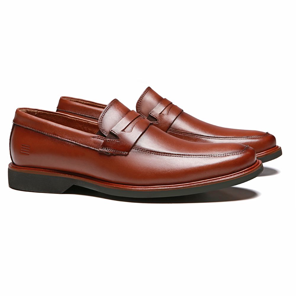 SAPATO LOAFER MASCULINO CASUAL EM COURO MARROM
